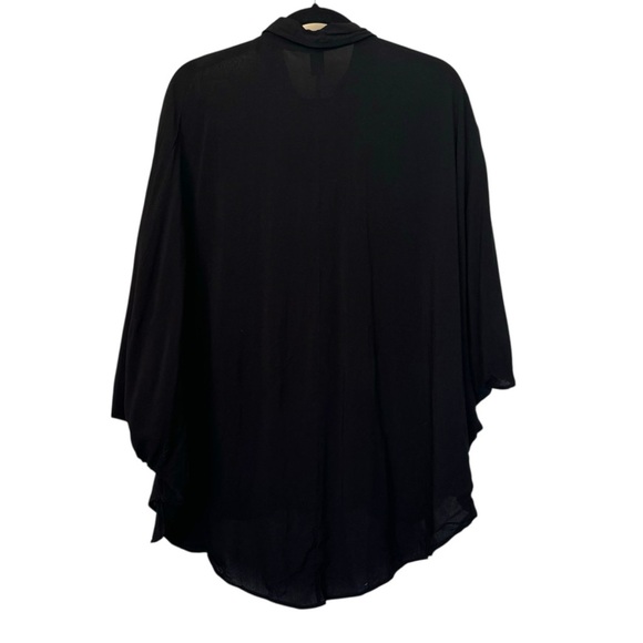 Chico’s Black Label Button Down Long Tunic Long Sleeve Blouse Black & Gold - Picture 2 of 5